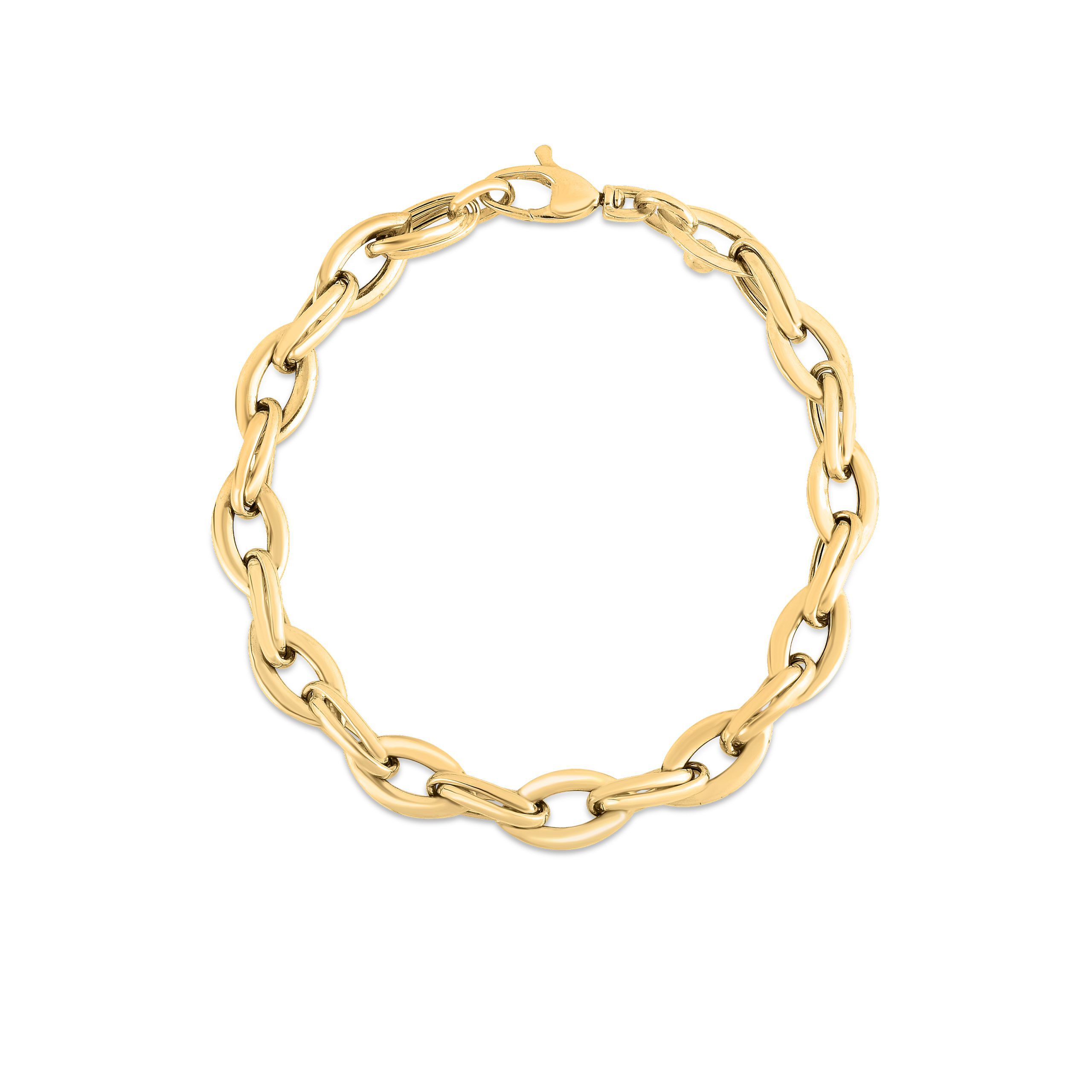 Classic Gold Yellow Gold Almond Link Chain Bracelet | Roberto Coin 